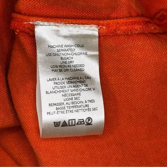 Pilcro | Orange Pleated Bib Button Down Blouse | Size S - Picture 8 of 9